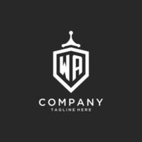 WA monogram logo initial with shield guard shape design vector