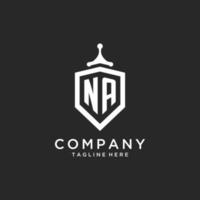 NA monogram logo initial with shield guard shape design vector