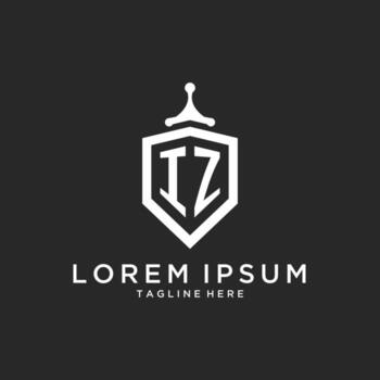 IZ monogram logo initial with shield guard shape design vector