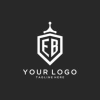 EB monogram logo initial with shield guard shape design vector