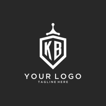 KB monogram logo initial with shield guard shape design vector