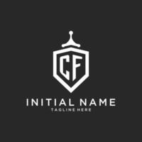CF monogram logo initial with shield guard shape design vector