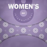 Brochure template international womens day purple color with vintage white ornament vector