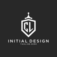 CL monogram logo initial with shield guard shape design vector