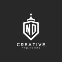 ND monogram logo initial with shield guard shape design vector