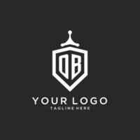 OB monogram logo initial with shield guard shape design vector