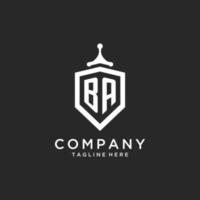 BA monogram logo initial with shield guard shape design vector