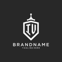 IV monogram logo initial with shield guard shape design vector