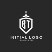 BT monogram logo initial with shield guard shape design vector