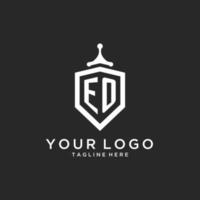 EO monogram logo initial with shield guard shape design vector