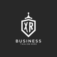 XR monogram logo initial with shield guard shape design vector