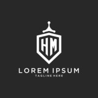 HM monogram logo initial with shield guard shape design vector