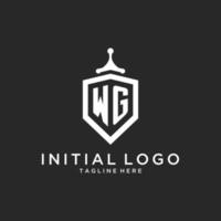 WG monogram logo initial with shield guard shape design vector