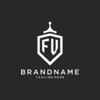 FV monogram logo initial with shield guard shape design vector