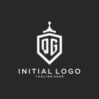 QG monogram logo initial with shield guard shape design vector