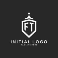 FT monogram logo initial with shield guard shape design vector