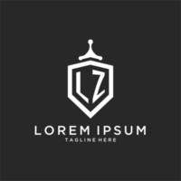LZ monogram logo initial with shield guard shape design vector