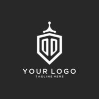 OO monogram logo initial with shield guard shape design vector