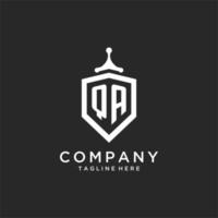 QA monogram logo initial with shield guard shape design vector