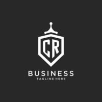 CR monogram logo initial with shield guard shape design vector