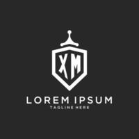 XM monogram logo initial with shield guard shape design vector