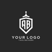 AB monogram logo initial with shield guard shape design vector