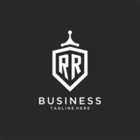 RR monogram logo initial with shield guard shape design vector