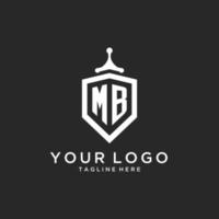 inicial del logotipo del monograma mb con diseño de forma de protección de escudo vector