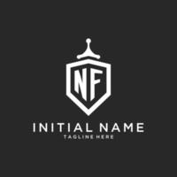 NF monogram logo initial with shield guard shape design vector