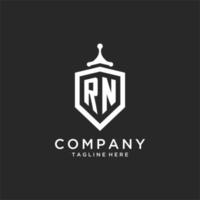 RN monogram logo initial with shield guard shape design vector