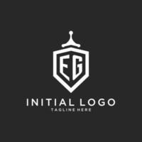 EG monogram logo initial with shield guard shape design vector