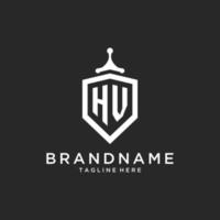 HV monogram logo initial with shield guard shape design vector