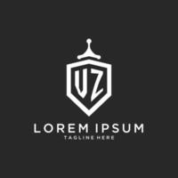 VZ monogram logo initial with shield guard shape design vector