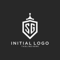 SG monogram logo initial with shield guard shape design vector