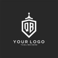 QB monogram logo initial with shield guard shape design vector