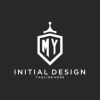 MY monogram logo initial with shield guard shape design vector