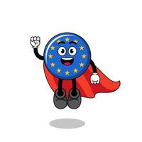 europe flag cartoon with flying superhero vector