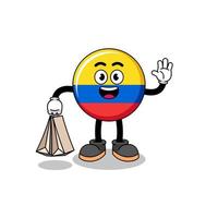 Cartoon of colombia flag shopping vector