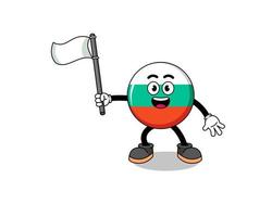 Cartoon Illustration of bulgaria flag holding a white flag vector