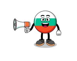 bulgaria flag cartoon illustration holding megaphone vector