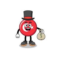 ilustración de mascota de bandera de turquía hombre rico sosteniendo un saco de dinero vector