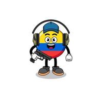 Character mascot of colombia flag doing shooting range vector