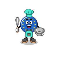 ilustración de la bandera de europa como chef de panadería vector