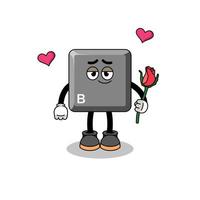 keyboard B key mascot falling in love vector