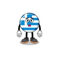 ilustración de dibujos animados de bandera de grecia con cara triste vector