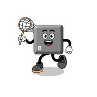 Cartoon of keyboard B key catching a butterfly vector