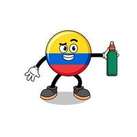 colombia flag illustration cartoon holding mosquito repellent vector