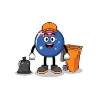 ilustración de la caricatura de la bandera de australia como recolector de basura vector