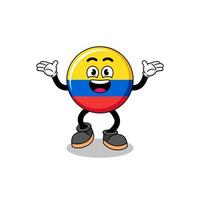 colombia flag cartoon searching with happy gesture vector