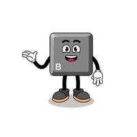 keyboard B key cartoon with welcome pose vector